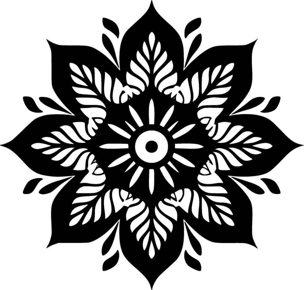 mandala - zwart en wit geïsoleerd icoon - vector illustratie