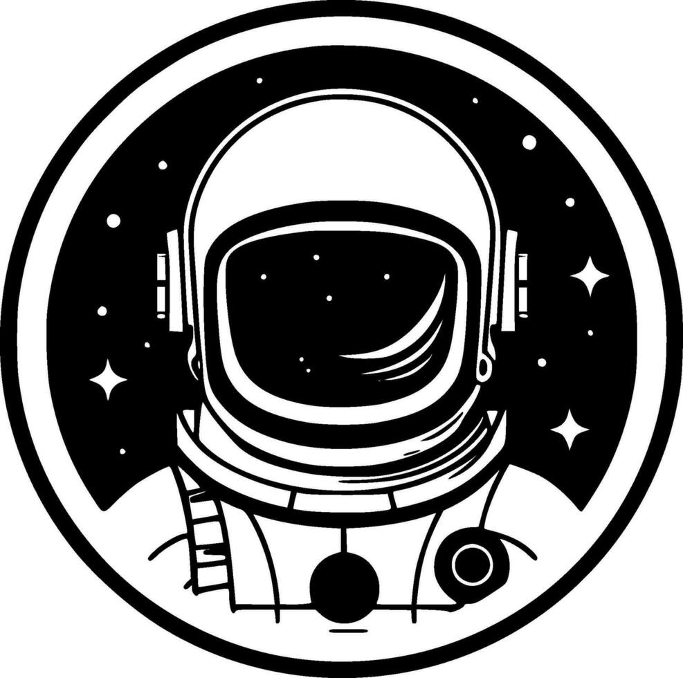 astronaut, zwart en wit vector illustratie