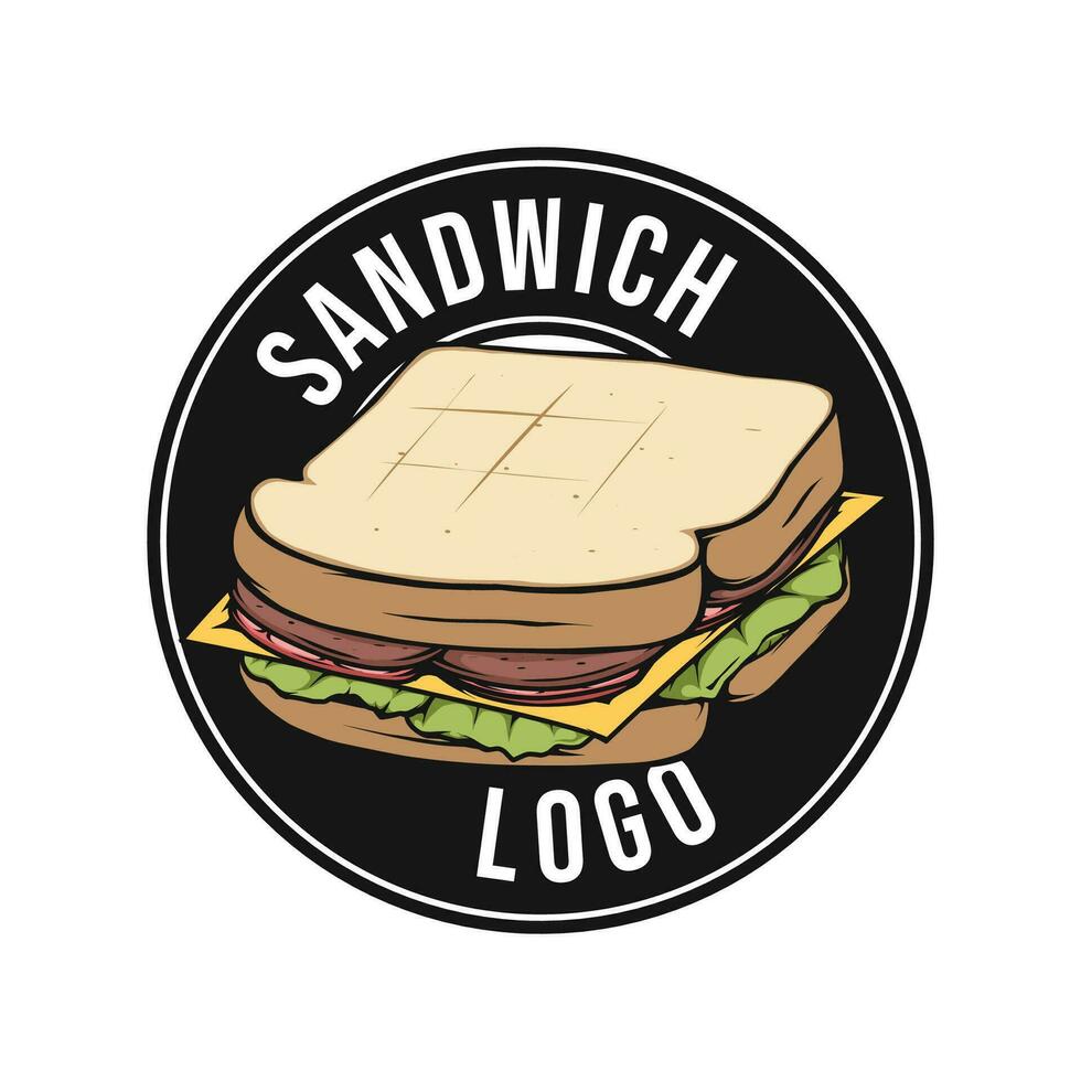 belegd broodje logo insigne concept voor restaurant vector