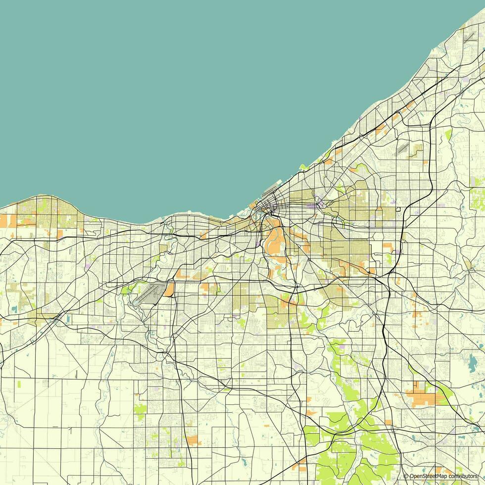 vector stad kaart van Cleveland Ohio Verenigde Staten van Amerika