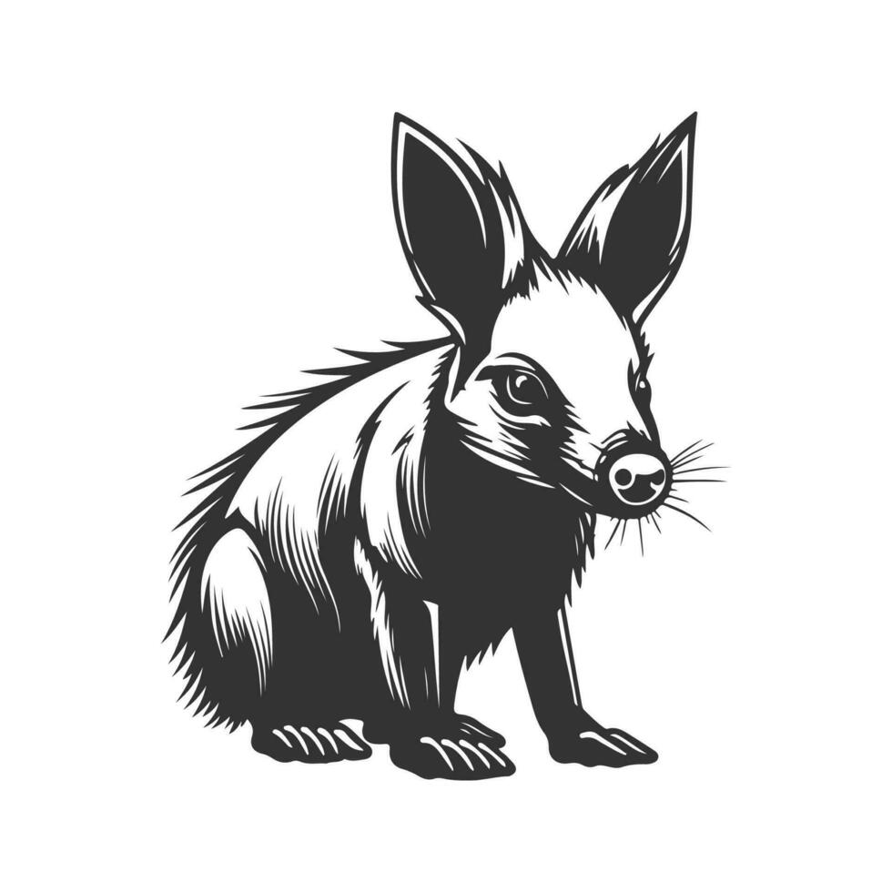 aardvarken, wijnoogst logo lijn kunst concept zwart en wit kleur, hand- getrokken illustratie vector