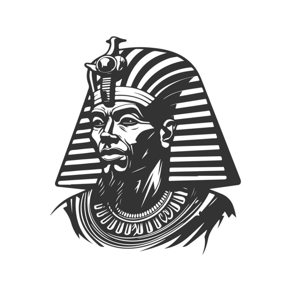 oude Egypte god, wijnoogst logo lijn kunst concept zwart en wit kleur, hand- getrokken illustratie vector