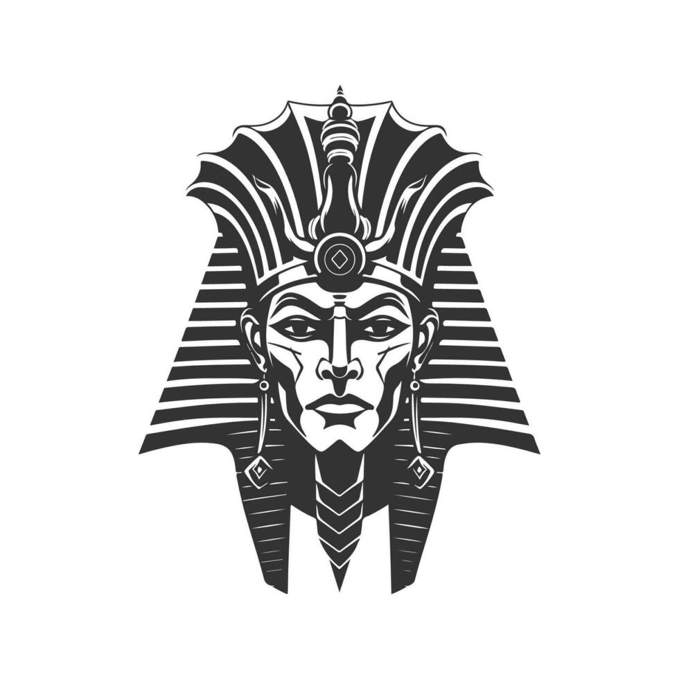 oude Egypte god boos, wijnoogst logo lijn kunst concept zwart en wit kleur, hand- getrokken illustratie vector