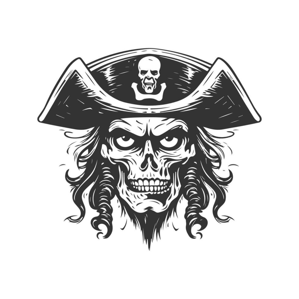 anti piraat, wijnoogst logo lijn kunst concept zwart en wit kleur, hand- getrokken illustratie vector