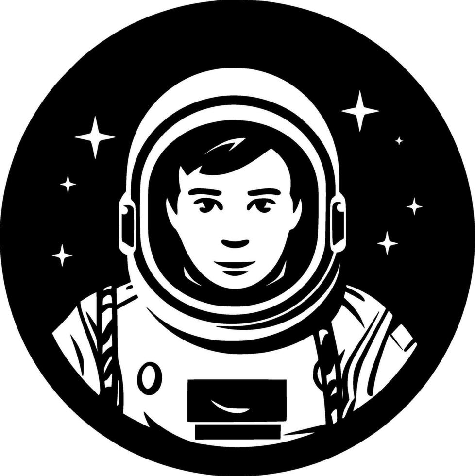 astronaut, zwart en wit vector illustratie