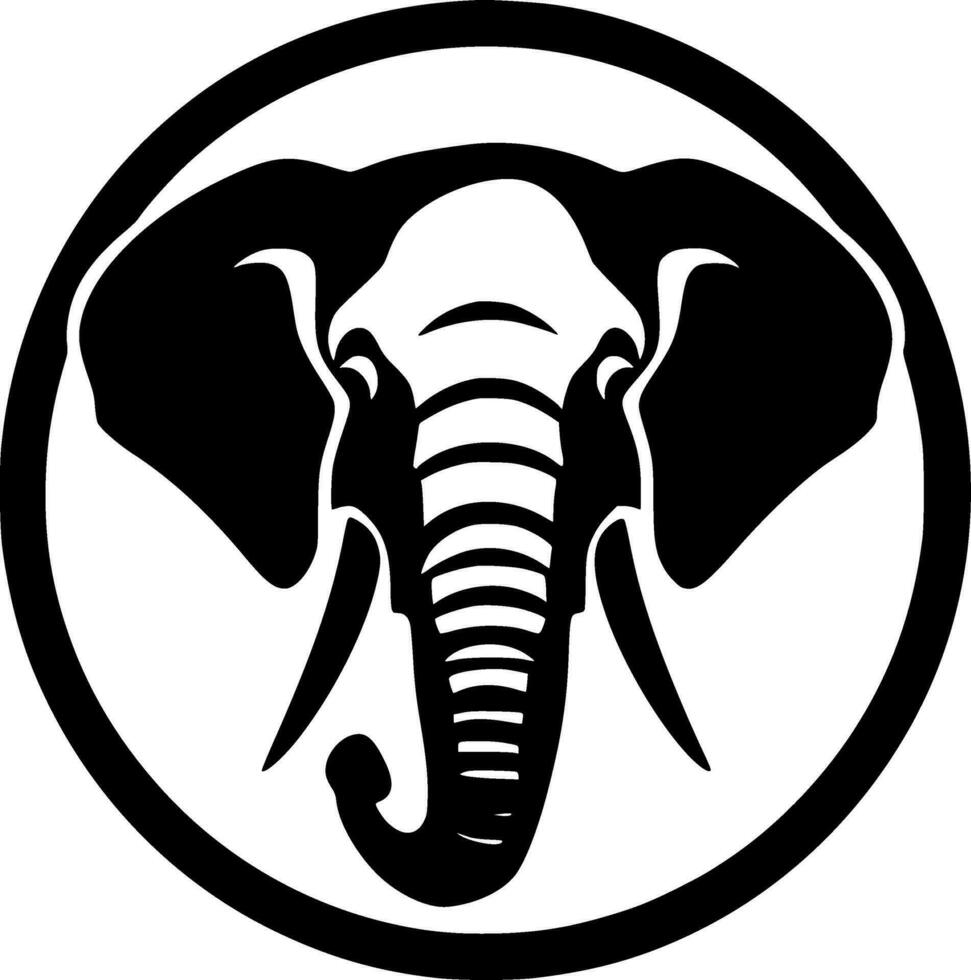 olifant - zwart en wit geïsoleerd icoon - vector illustratie