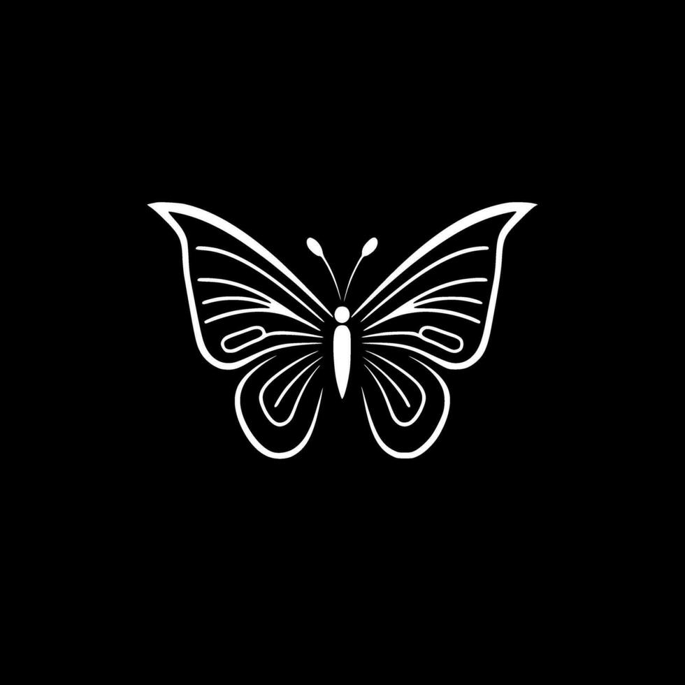vlinder - zwart en wit geïsoleerd icoon - vector illustratie