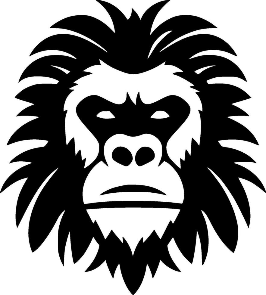 gorilla - zwart en wit geïsoleerd icoon - vector illustratie