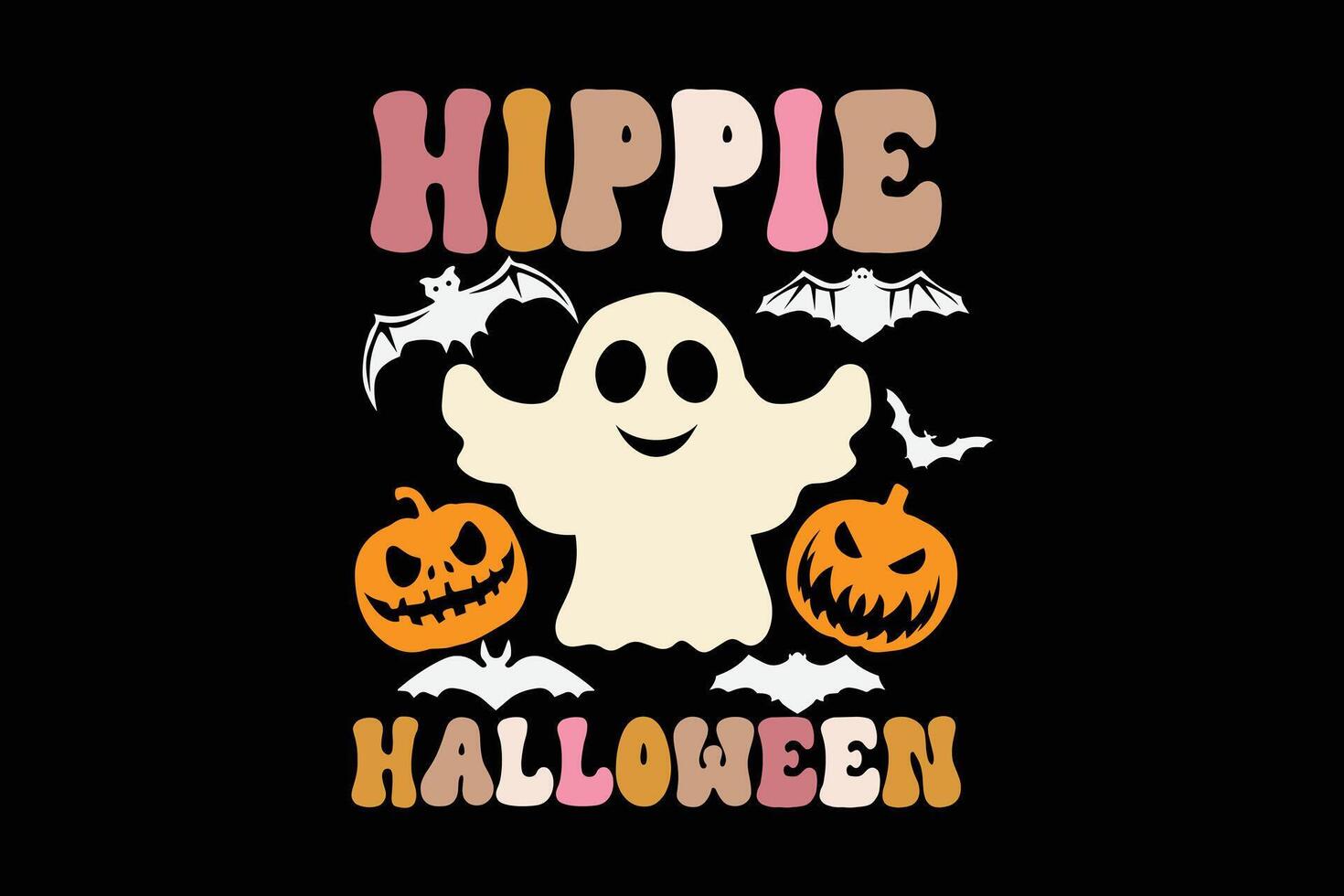 hippie halloween retro groovy grappig halloween t-shirt ontwerp vector