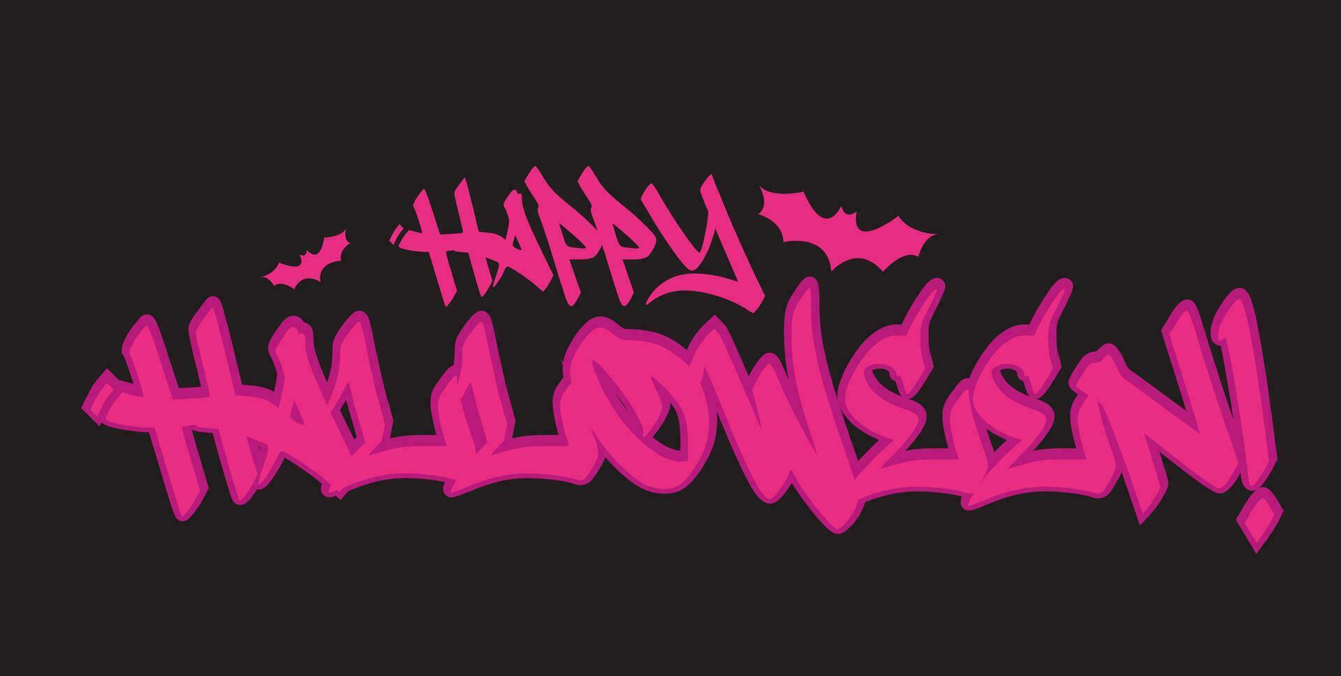 gelukkig halloween leuze met de beeld van vleermuizen. artwork voor straatkleding, t-shirts, bommenwerper jassen, hoodies. stedelijk stijl van straat graffitti. concept van feest. nostalgie voor de 1980-1990. vector