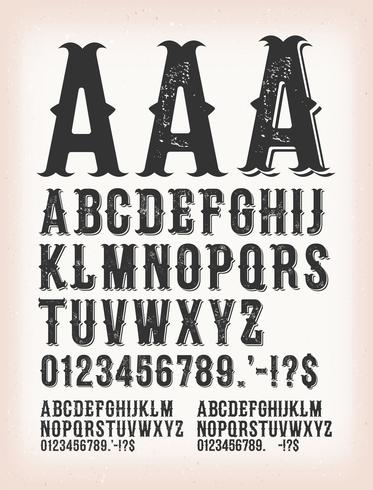 Vintage klassieke westerse en Tattoo ABC lettertype vector