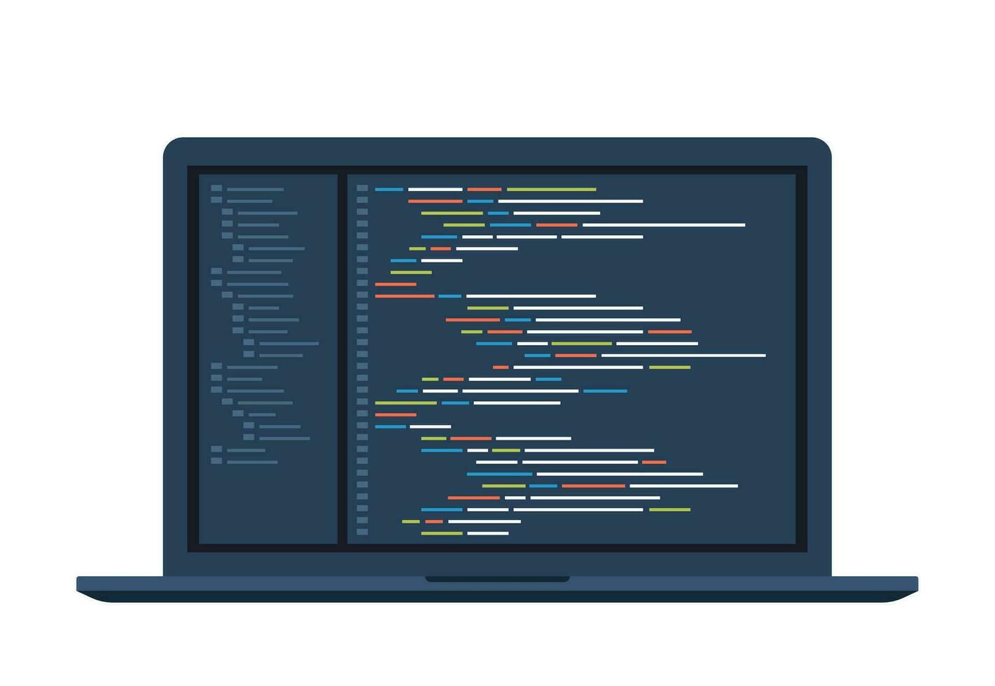 computer software codering vector concept. programmering codering script Java, digitaal programma code Aan laptop scherm. vector illustratie.