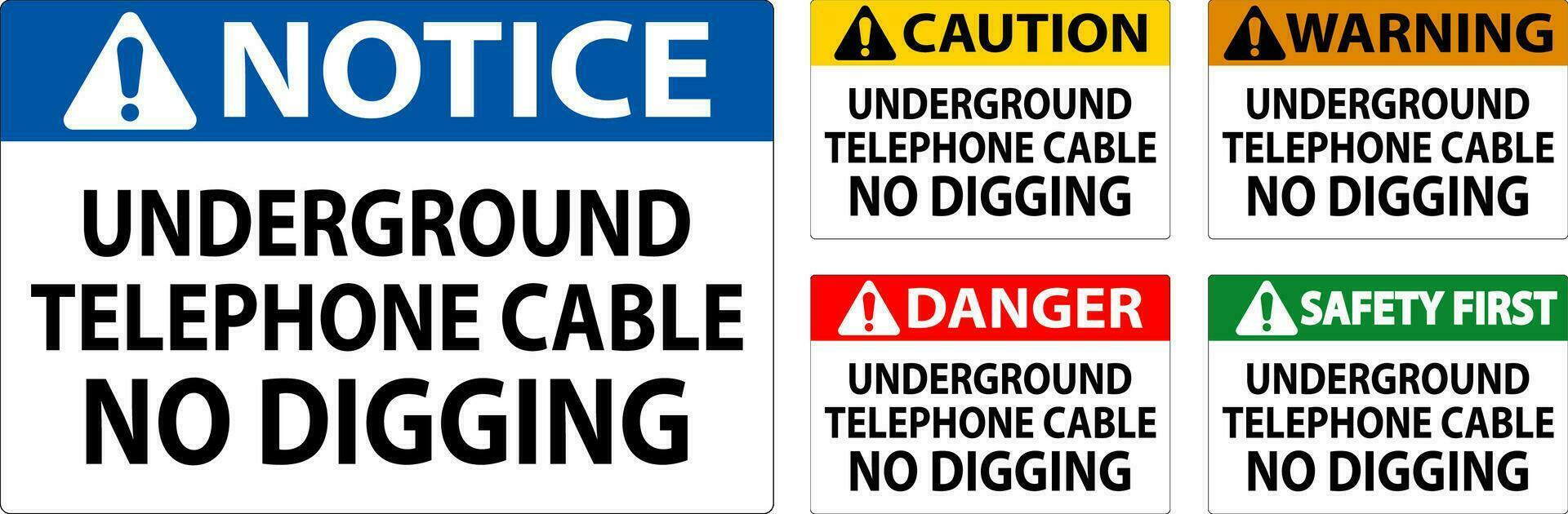 voorzichtigheid teken, ondergronds telefoon kabel Nee graven vector