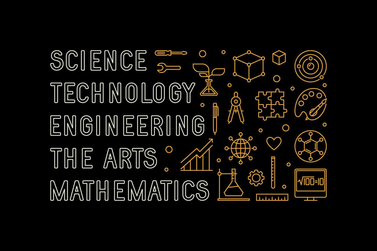 wetenschap, technologie, engineering, de kunst, wiskunde - stoom- concept horizontaal lijn illustratie of banier vector