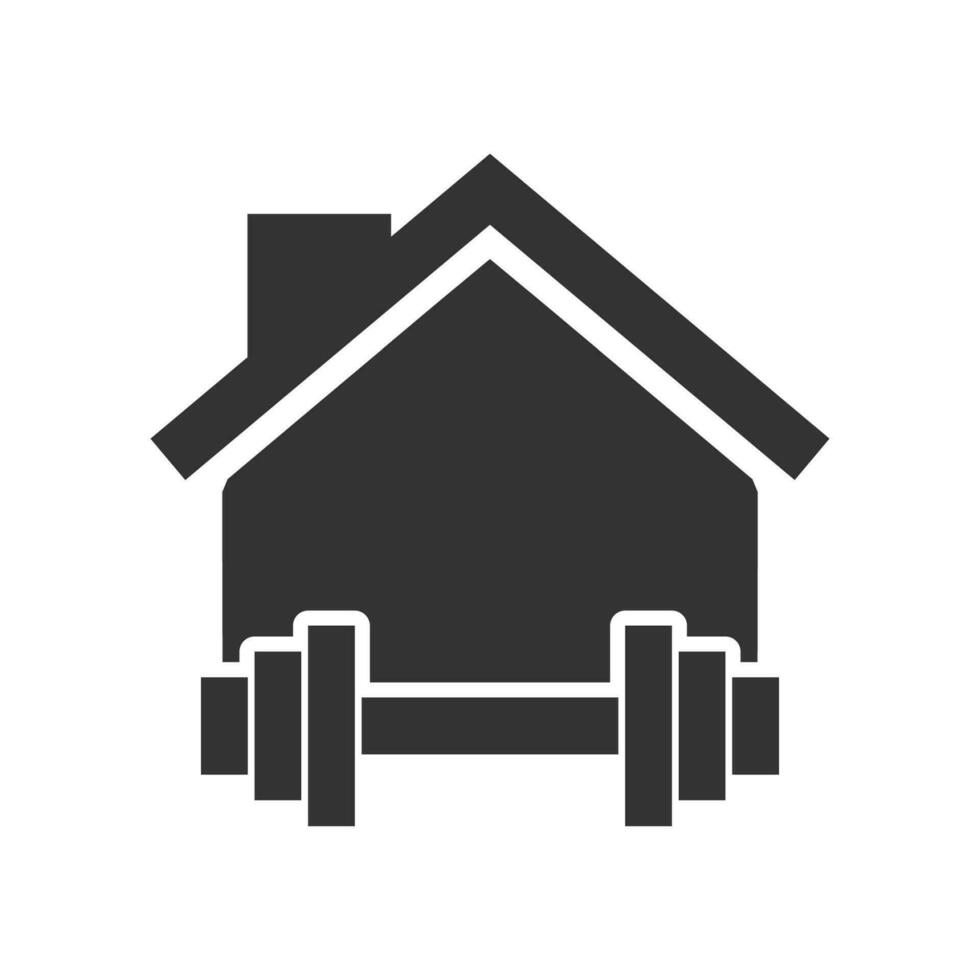 vector illustratie van Sportschool huis icoon in donker kleur en wit achtergrond