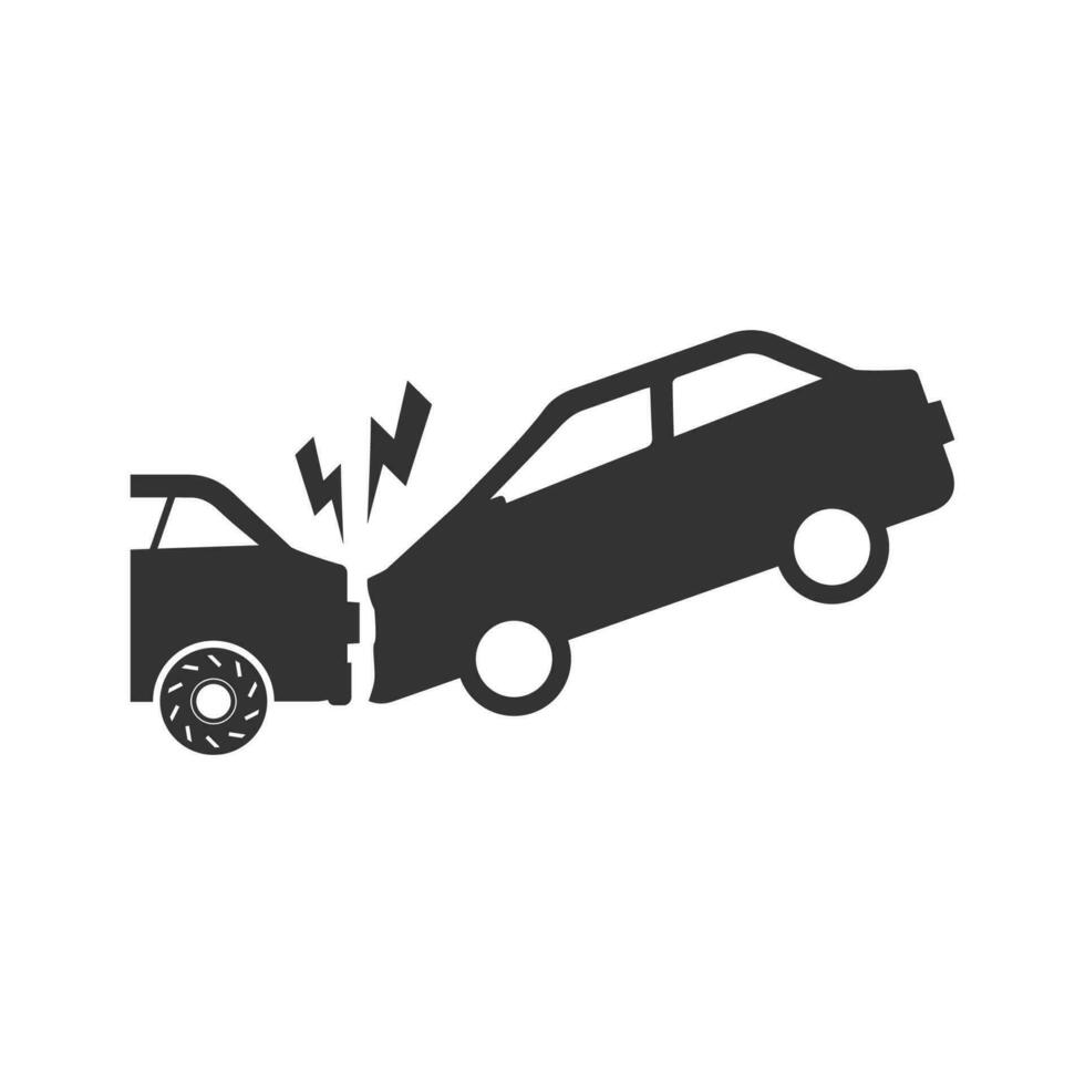 vector illustratie van raken de auto van achter icoon in donker kleur en wit achtergrond