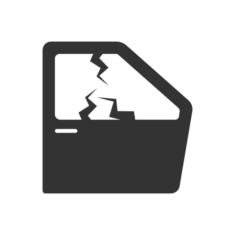 vector illustratie van gebroken auto deur glas icoon in donker kleur en wit achtergrond