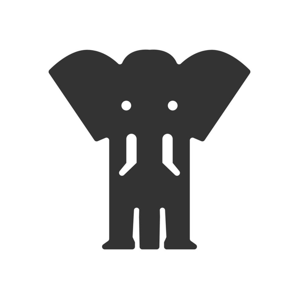 vector illustratie van olifant icoon in donker kleur en wit achtergrond