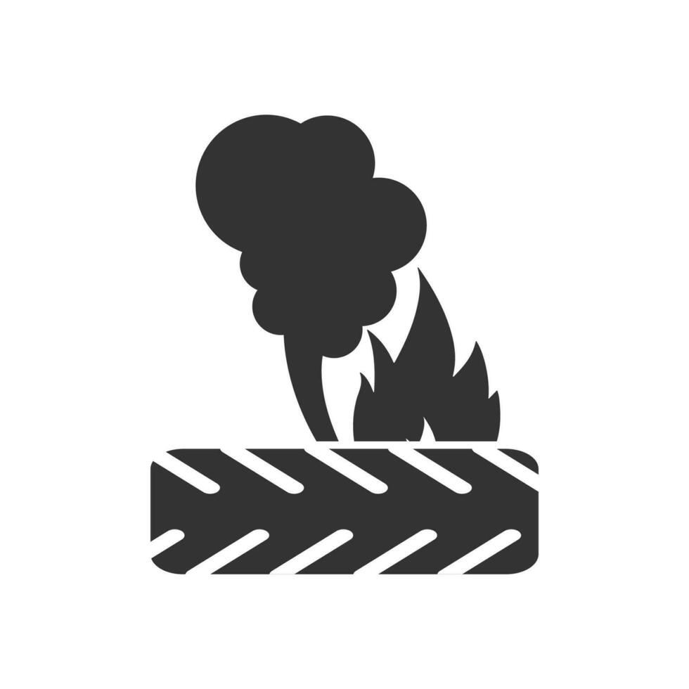 vector illustratie van brandend banden icoon in donker kleur en wit achtergrond