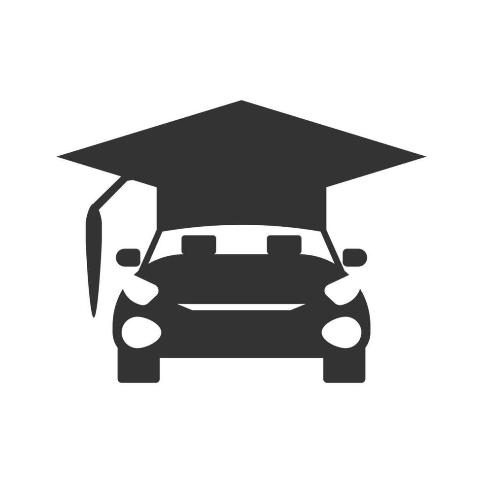 vector illustratie van het rijden school- icoon in donker kleur en wit achtergrond