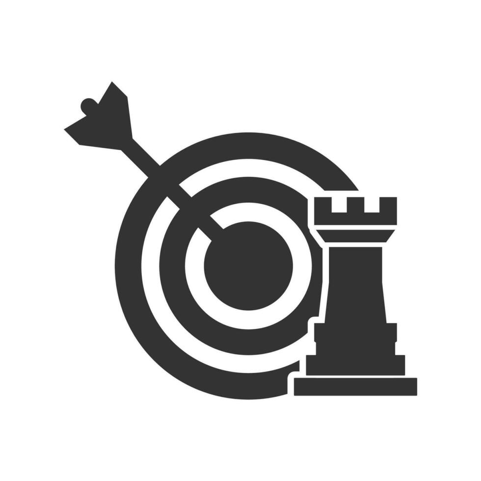vector illustratie van strategie focus icoon in donker kleur en wit achtergrond