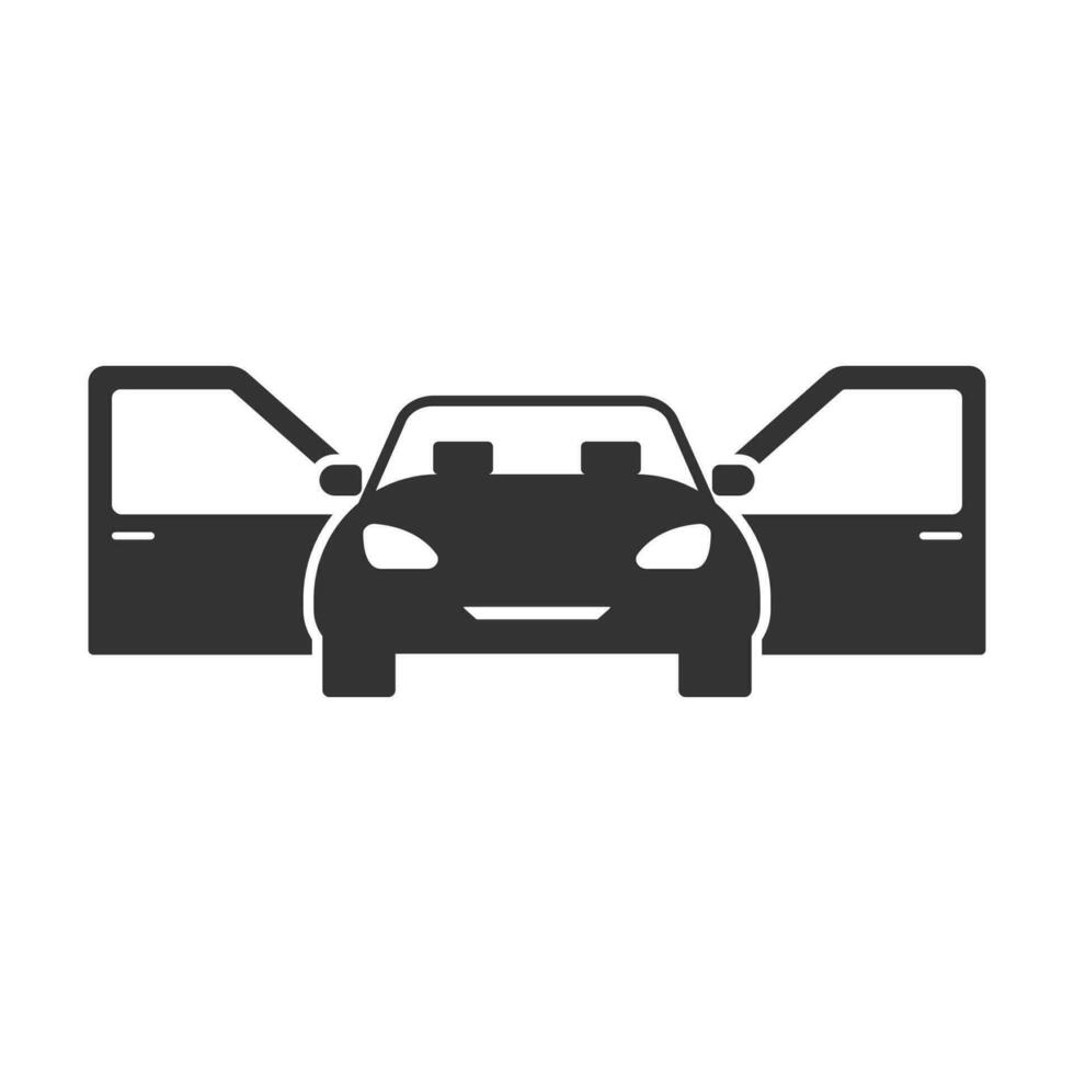 vector illustratie van de auto deur opent icoon in donker kleur en wit achtergrond