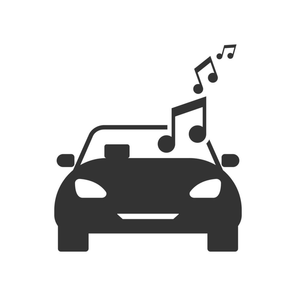 vector illustratie van auto muziek- icoon in donker kleur en wit achtergrond