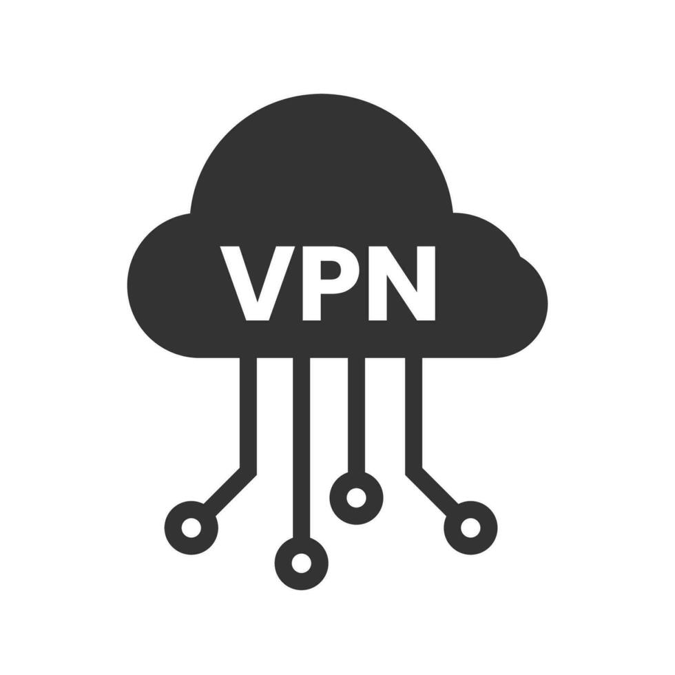 vector illustratie van vpn wolk icoon in donker kleur en wit achtergrond