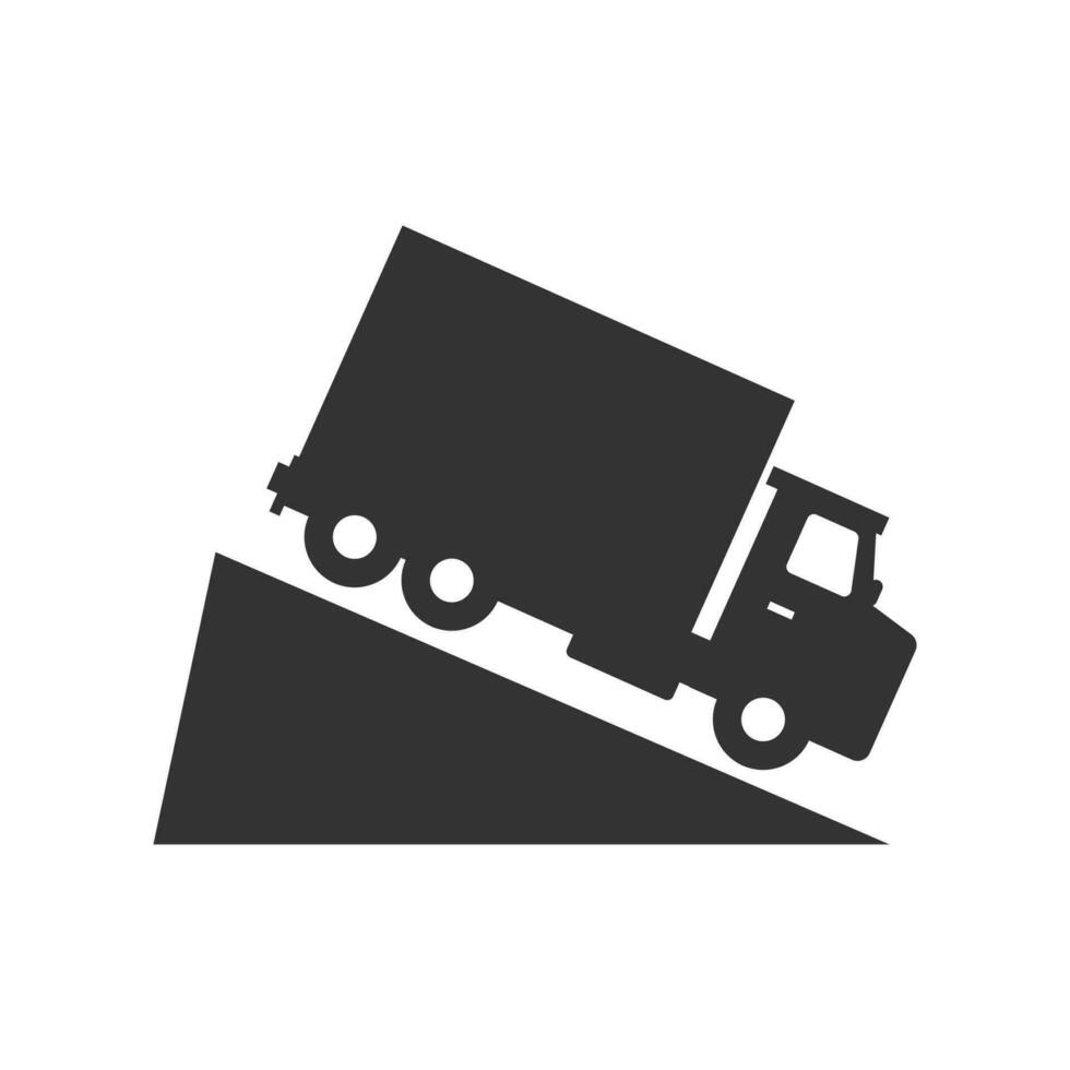 vector illustratie van bergafwaarts straat icoon in donker kleur en wit achtergrond