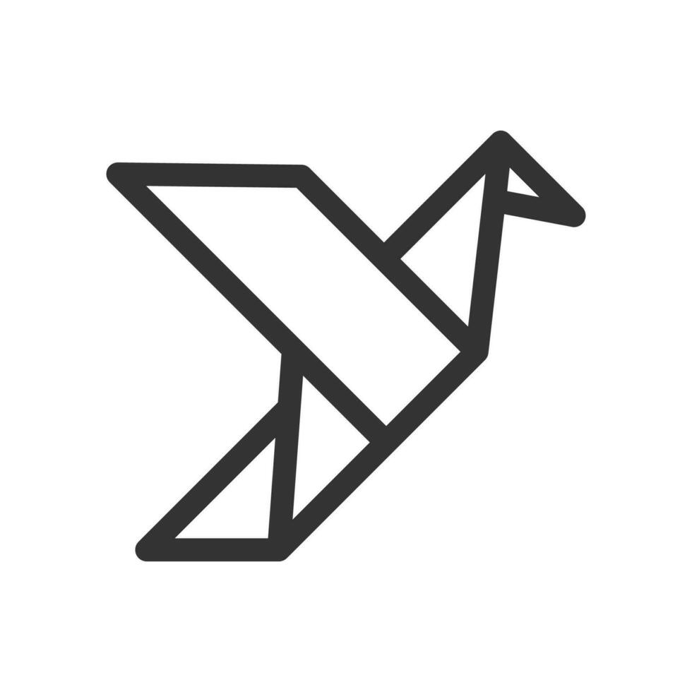 vector illustratie van papier vogel icoon in donker kleur en wit achtergrond