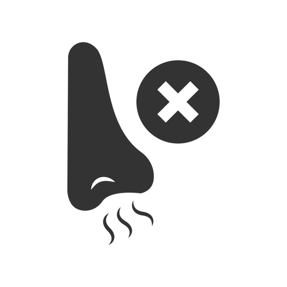 vector illustratie van geblokkeerd neus- icoon in donker kleur en wit achtergrond