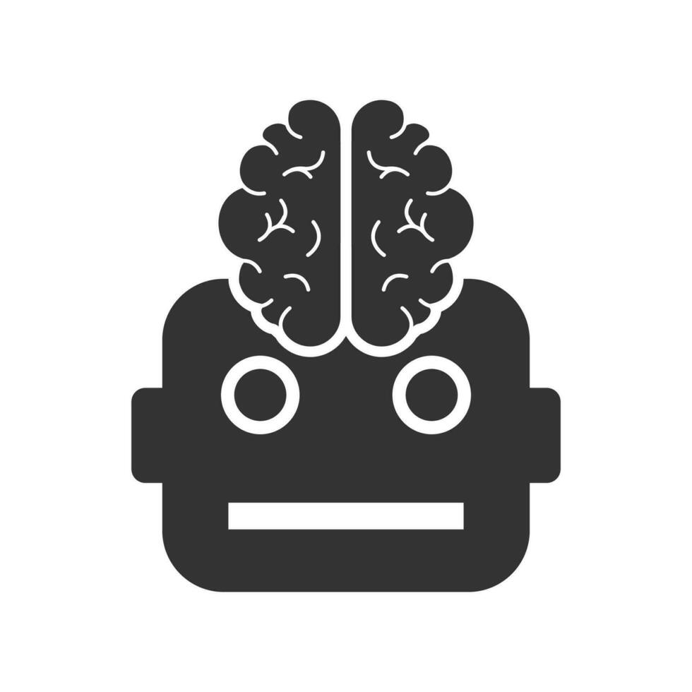 vector illustratie van robot hersenen icoon in donker kleur en wit achtergrond