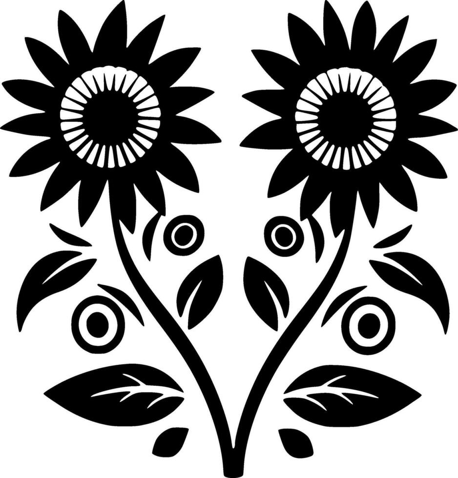 bloemen, minimalistische en gemakkelijk silhouet - vector illustratie