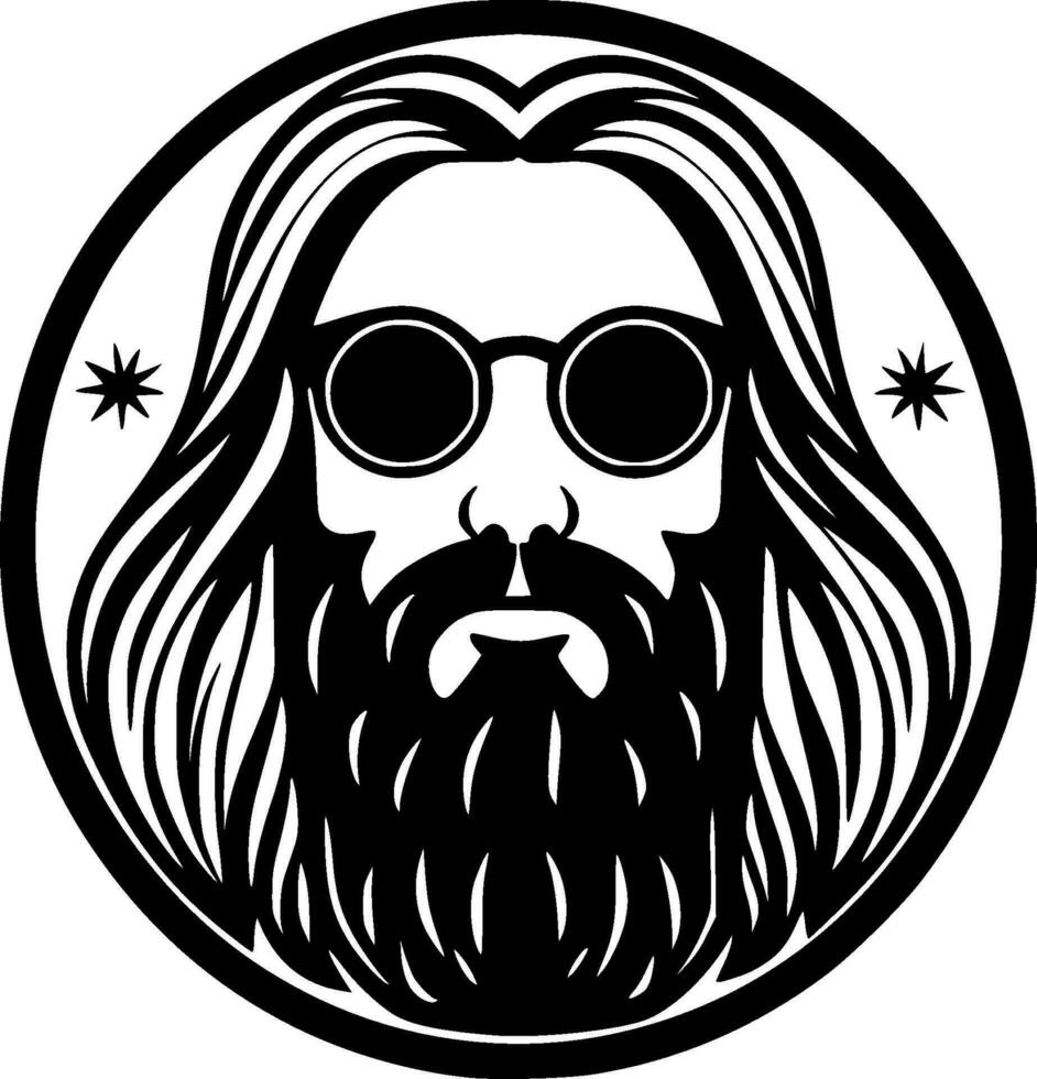 hippie - minimalistische en vlak logo - vector illustratie