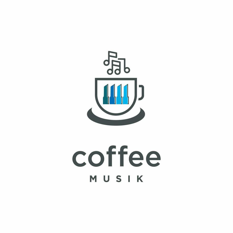 gemakkelijk en uniek koffie piano combinatie, cafe muziek- illustratie vector grafisch of logo ontwerp sjabloon. perfect voor ondernemingen, restaurants, cafés, enz
