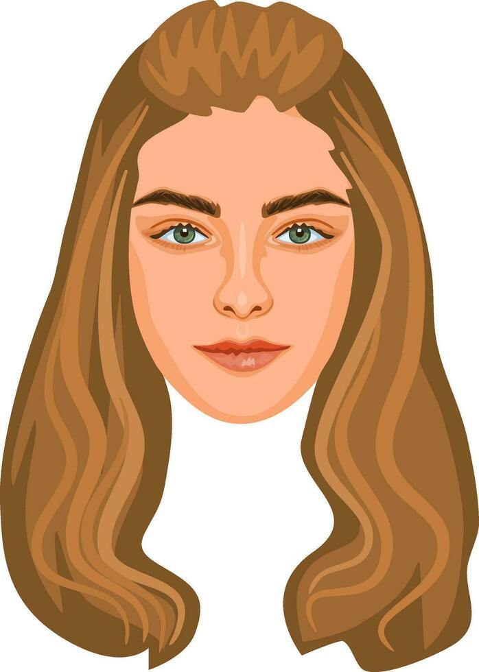 mooi vrouw gezicht met lang blond haar. realistisch avatar. gedetailleerd portret. vector