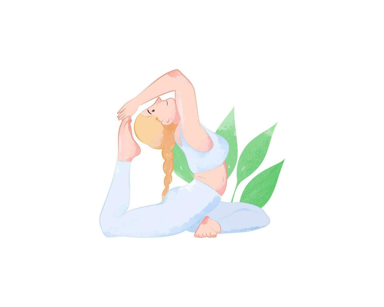 hand- getrokken vector waterverf yoga poses