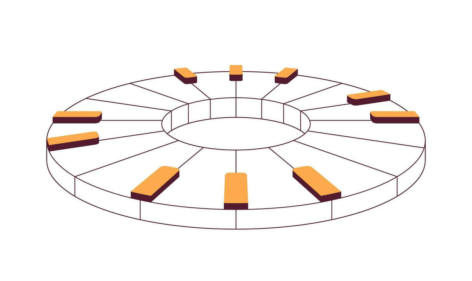 circulaire piano toetsenbord semi vlak kleur vector voorwerp. modern muziek- synthesizer. bewerkbare tekenfilm klem kunst icoon Aan wit achtergrond. gemakkelijk plek illustratie voor web grafisch ontwerp