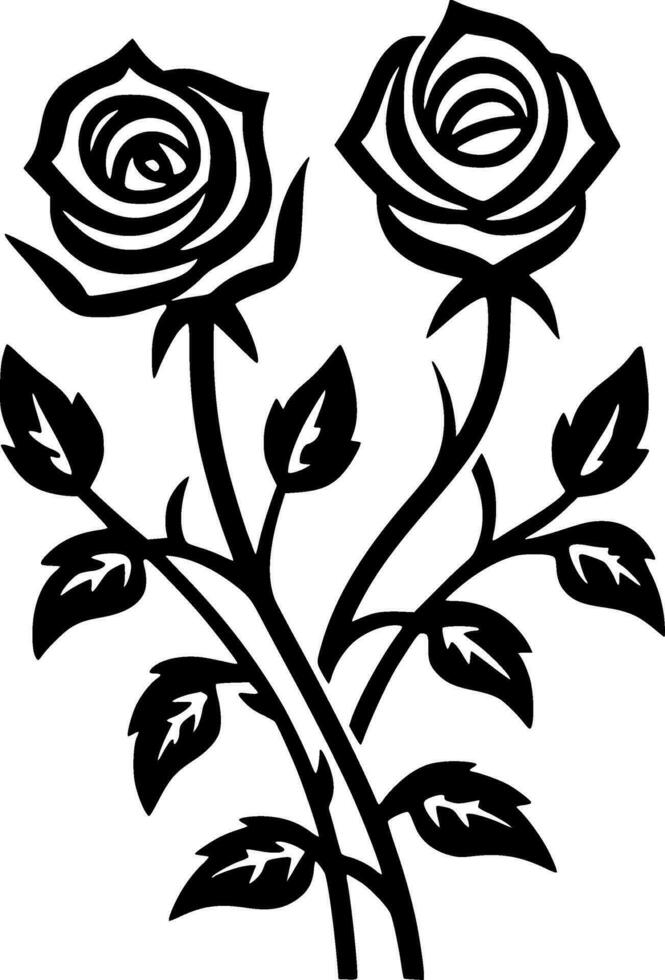 bloemen - zwart en wit geïsoleerd icoon - vector illustratie