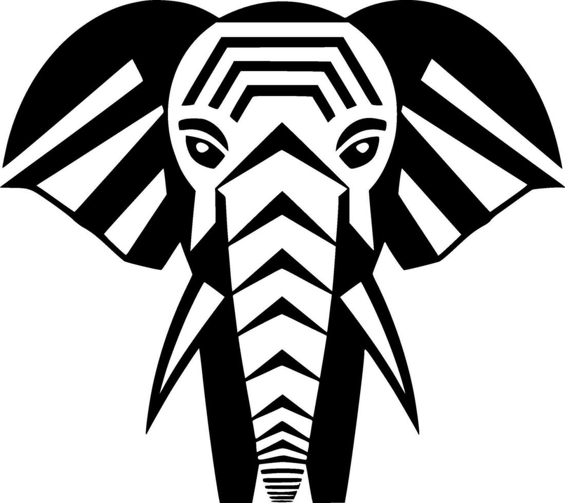 olifant - zwart en wit geïsoleerd icoon - vector illustratie