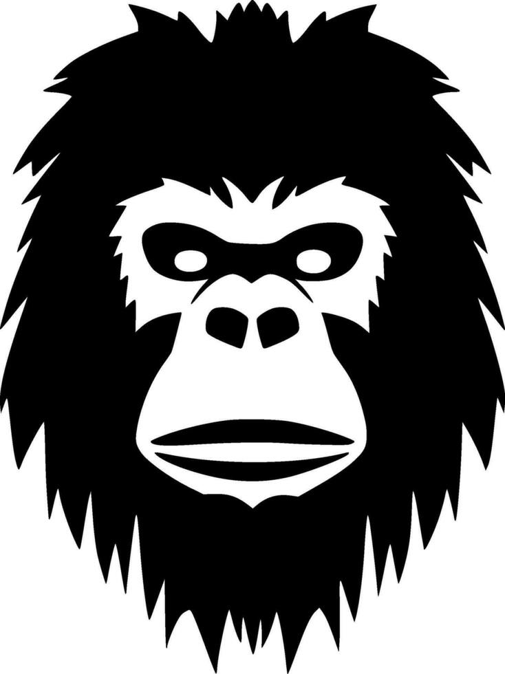 gorilla - zwart en wit geïsoleerd icoon - vector illustratie