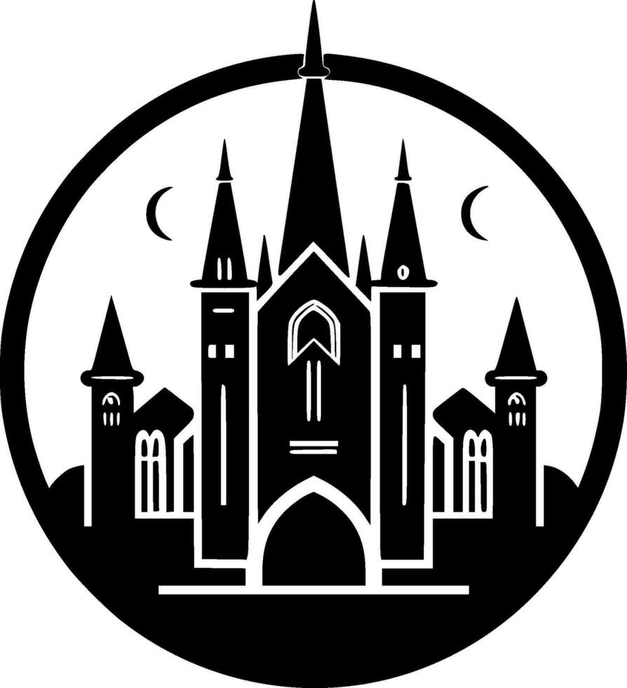 gotisch - zwart en wit geïsoleerd icoon - vector illustratie