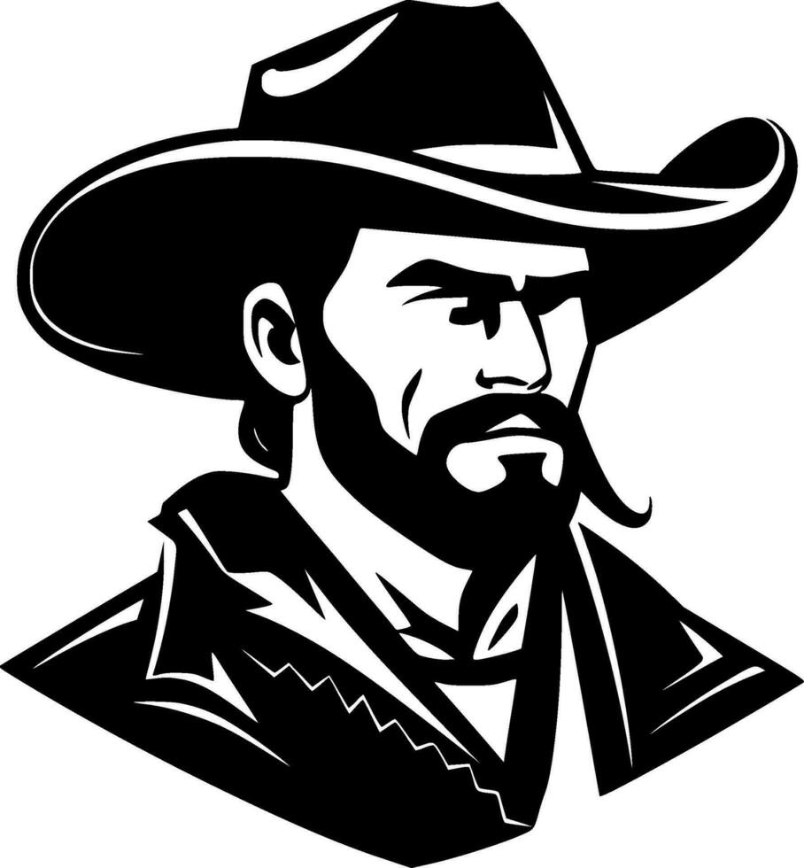 cowboy, zwart en wit vector illustratie