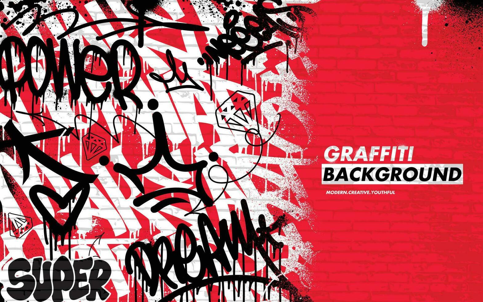 graffiti achtergrond met overgeven en taggen hand getekend stijl. straat kunst graffiti stedelijk thema in vector formaat.