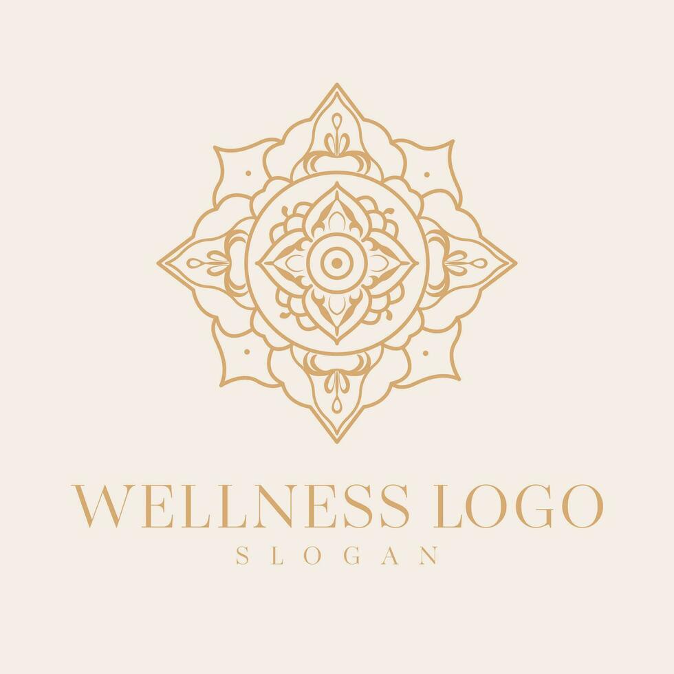 welzijn vector logo ontwerp. mandala bloemen vector embleem.