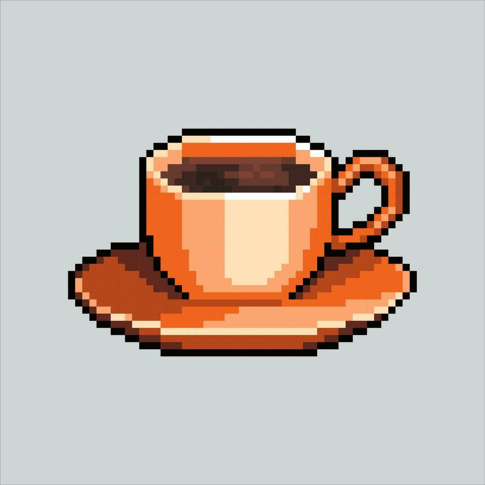 pixel kunst illustratie koffie. korrelig koffie. een kop van koffie icoon korrelig voor de pixel kunst spel en icoon voor website en video spel. oud school- retro. vector