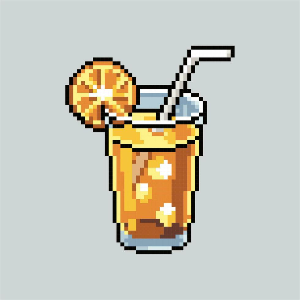 pixel kunst illustratie oranje sap. korrelig oranje sap. oranje sap drinken icoon korrelig voor de pixel kunst spel en icoon voor website en video spel. oud school- retro. vector