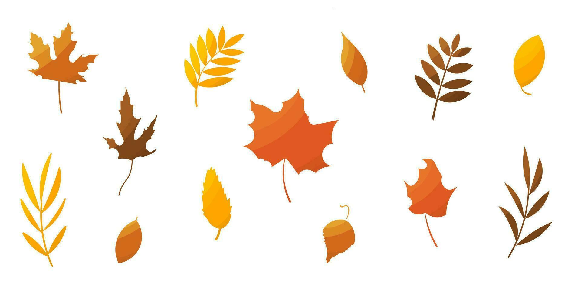 bladeren gebladerte herfst reeks elementen Woud gekleurde vector