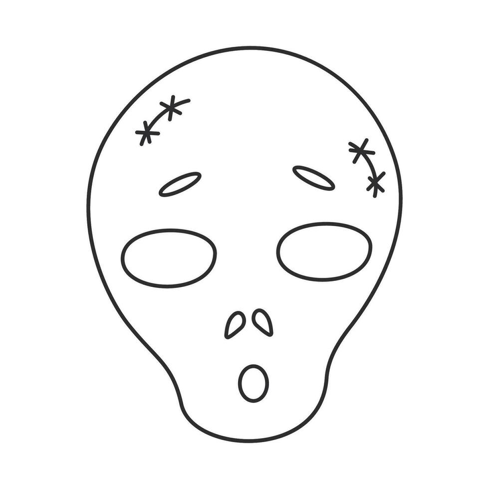 halloween schedel lijn zwart eng element icoon vector