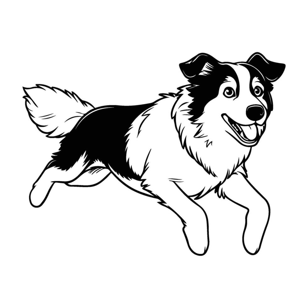 grens collie, hand- getrokken tekenfilm karakter, hond icoon. vector